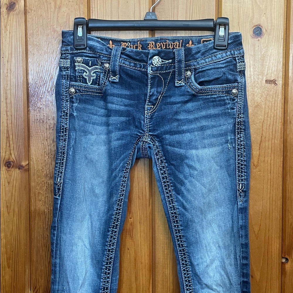 Rock Revival Women's Dark Blue Jeans Maggie boot size 25 - Picture 2 of 16